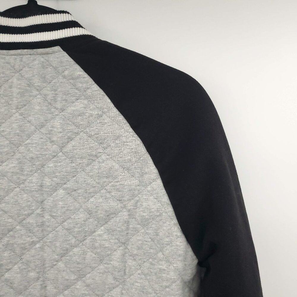 Forever 21 Varsity Jacket Small Womens Gray Quilted Sport Girlfriend - Picture 6 of 11